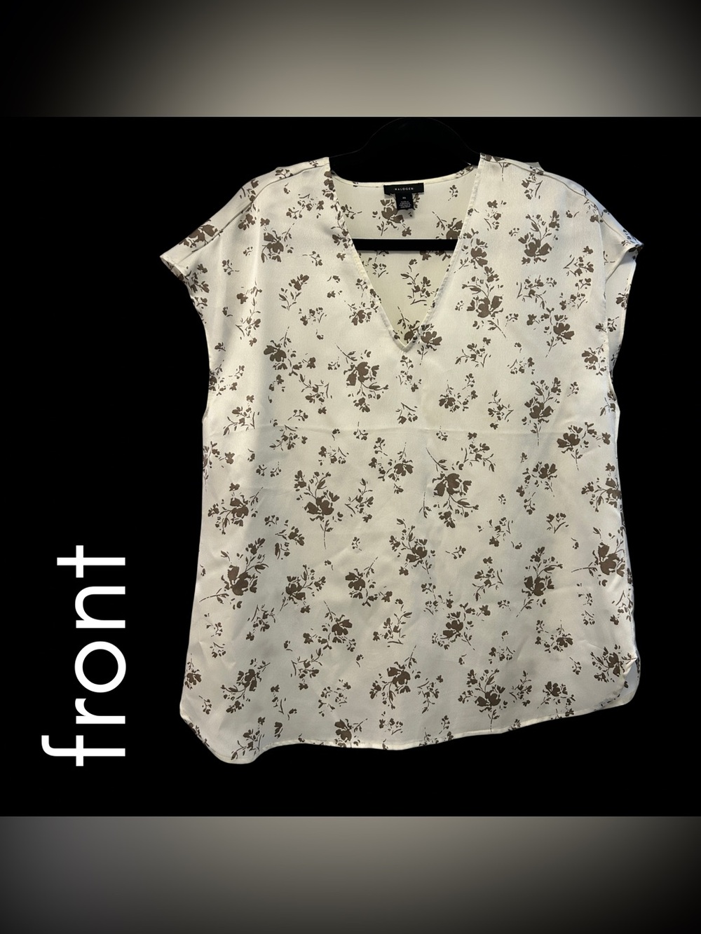 Halogen Cream V-Neck Floral Cap-Sleeve Blouse